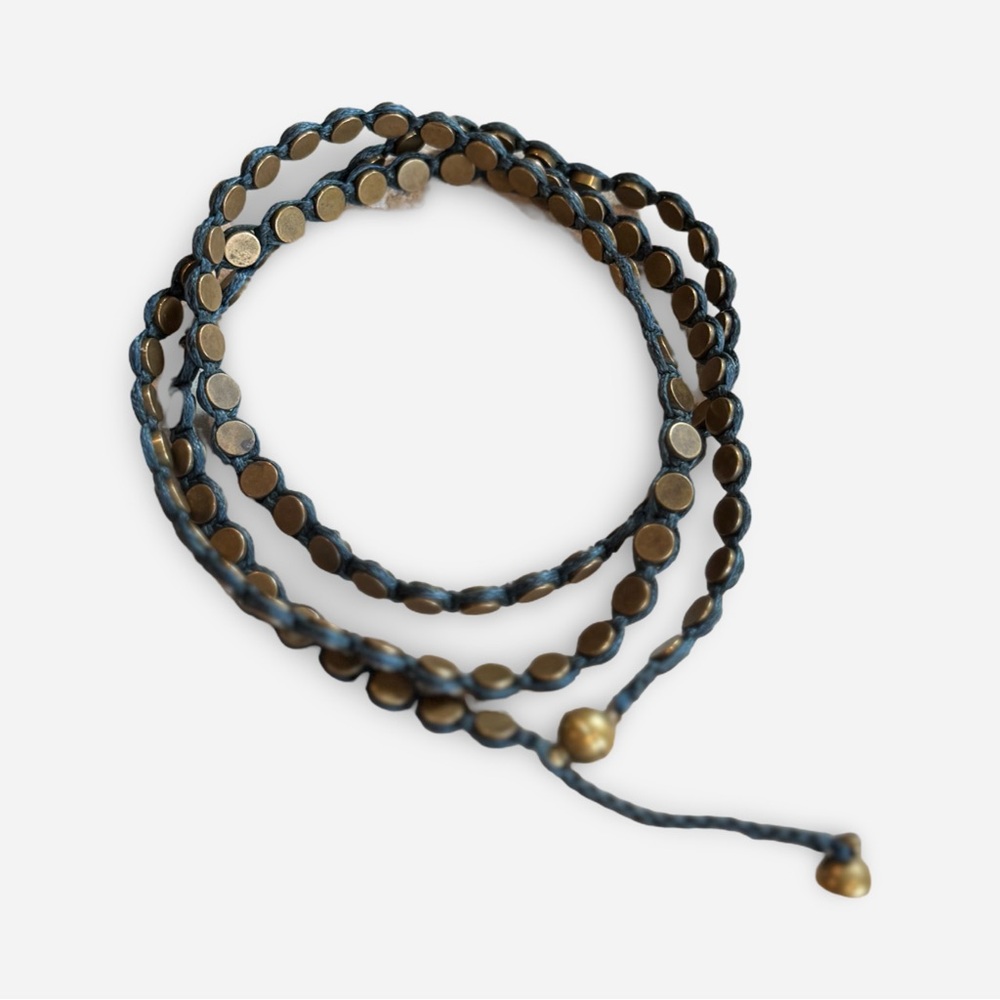 Chic Brass Disks Braided Necklace or Wrapped Bracelet Magnetic Closer